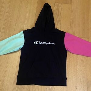 Champion Hoodie with Pink and Blue Sleeves